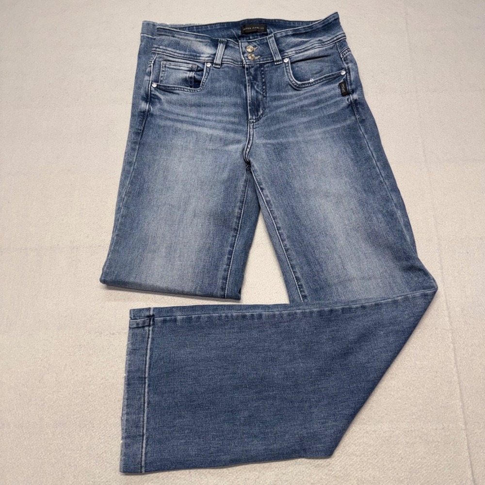 Silver Jeans Co Avery Trouser Womens 28/33 Blue Denim High Rise Wide Leg